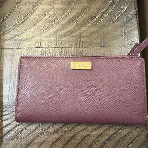 Kate Spade Plum Wallet with Gold Accents